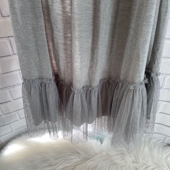 Anthro Ryu Grey Mesh Trim Dress Sz S - Picture 4 of 4